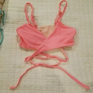 Peach criss cross bathing suit top